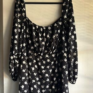 ASOS Curve Black and White Floral Midi Dress